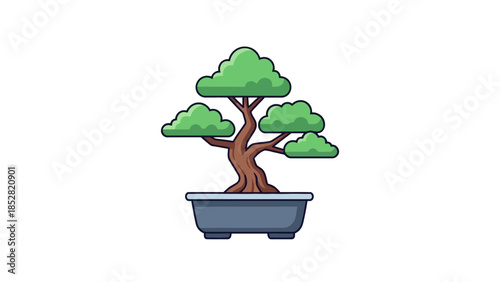 Cartoon bonsai tree in a pot