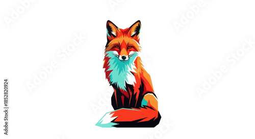 Vibrant fox illustration in a flat vector style against a clean white background