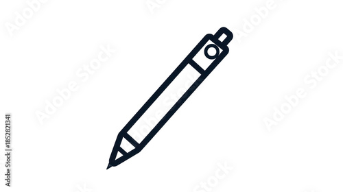 Stylized pen icon outline isolated design element on transparent background