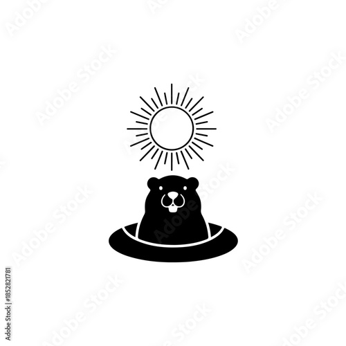 Bear gazing at the sun isolated on transparent background