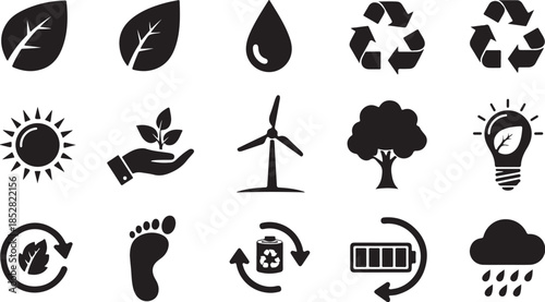 Eco friendly icons for sustainability and nature
