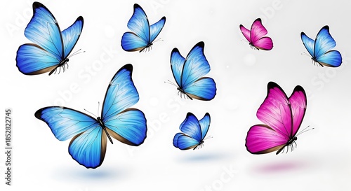 Fluttering Beauty - A Collection of Vibrant Butterflies in Flight.