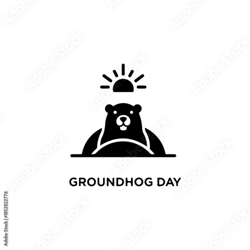 Groundhog emerging from burrow isolated on transparent background