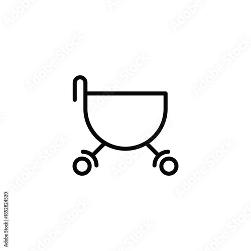 This minimalist shopping cart silhouette icon represents commerce, retail activity, and the purchasing process. Its clean, simple lines make it a universal symbol for online shopping, checkout pages