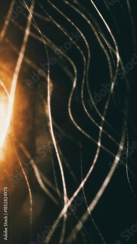 Abstract glowing strands are flowing over a dark background to create a clean and elegant look.