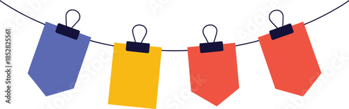 Colorful Pennants Hanging on a String with Clips