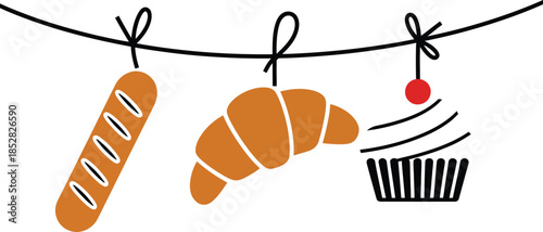 Festive Bakery Treats Hanging on a Line