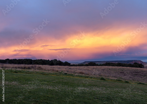 sunset over the park