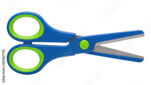 Konstfotografi Blue and green scissors isolated PNG on transparent background, school supply fo