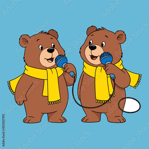 Two bears singing together