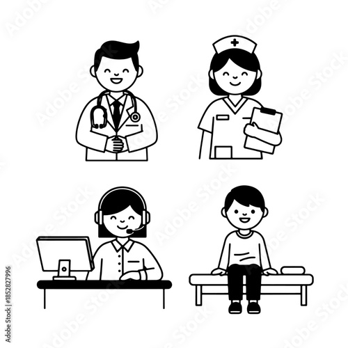 A happy cartoon student boy and girl smile while reading a book in this fun character illustration designed for school kids and children