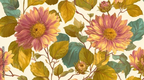 Elegant Sunflower Botanical Flower Pattern