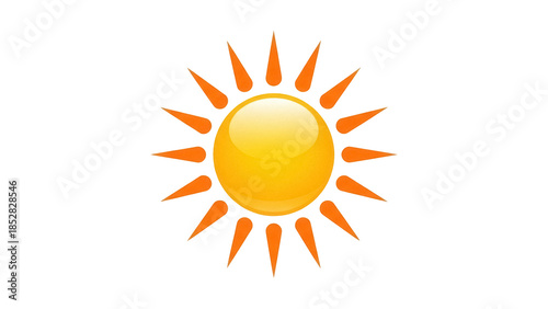 Bild auf Leinwand Bright yellow sun with orange rays PNG isolated on transparent background, summe