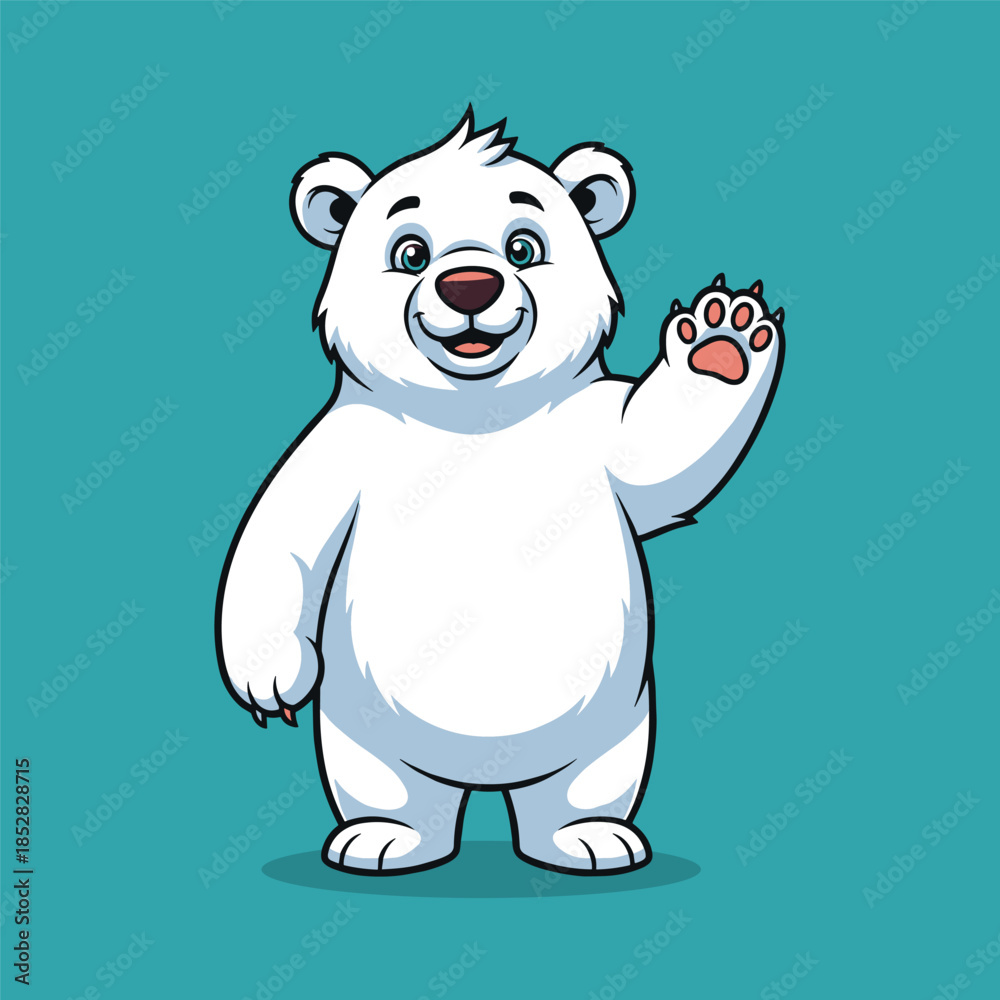 Obraz premium Cheerful polar bear waving