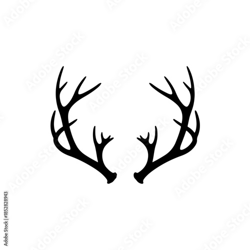 Deer antlers silhouette isolated on transparent background