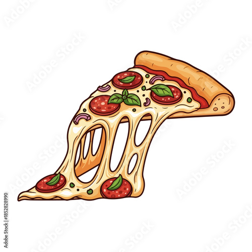 Pizza slice isolated on transparent background