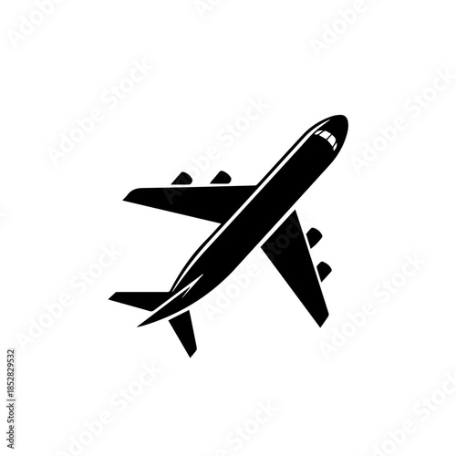 Black and white airplane silhouette
