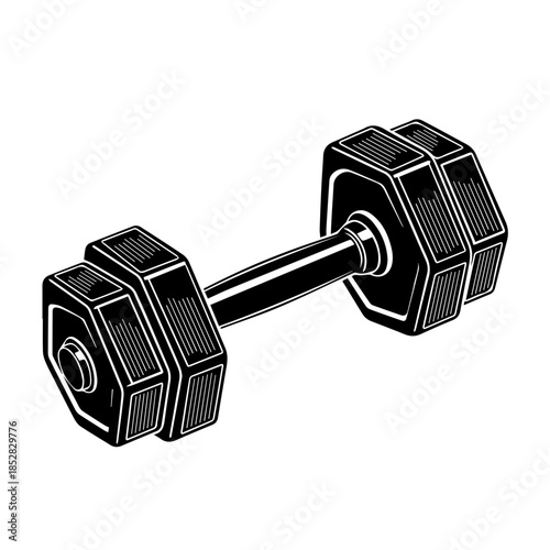 Black dumbbell with hexagonal ends