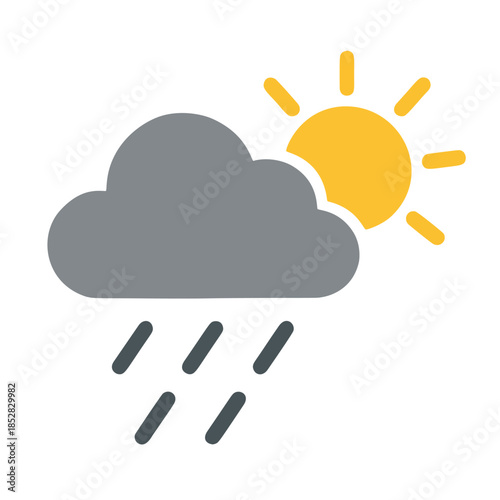 Icon Cloud raining then clearing to sun