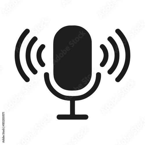 Icon Microphone with sound waves