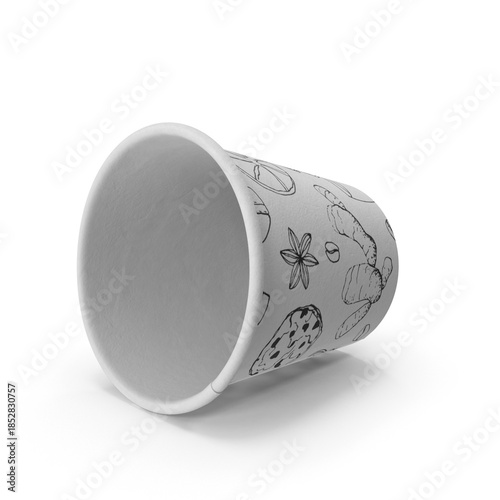 paper coffee cup 4oz with a hand-drawn illustration pattern.