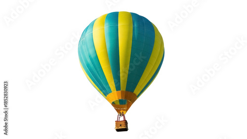 Photos Colorful hot air balloon PNG isolated on transparent background, yellow and blue