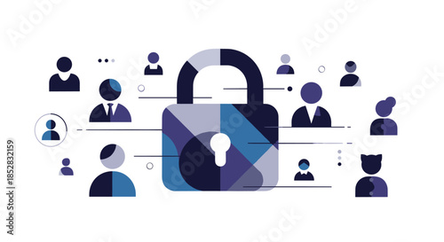 This abstract digital illustration visually represents robust data security, privacy, and user protection in a connected online environment.