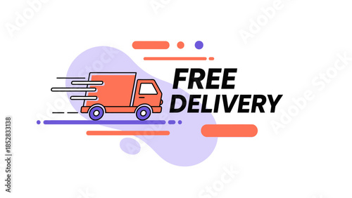 Free Delivery Service Truck Icon with Motion Lines.