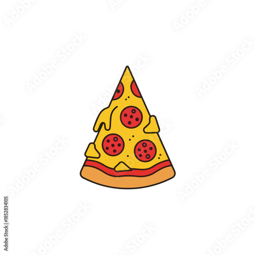 Pepperoni pizza slice isolated on transparent background