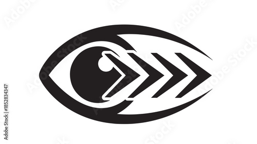  Human Eye Silhouette with Integrated Forward Motion Arrows Representing Vision Strategy Future Foresight Insight Observation Focus Direction Growth Perspective Perception Strategic Planning View