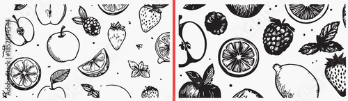 fruit clipart illustration, berry doodle icons, hand drawn fruit art, cute food drawings, playful fruit designs, black white fruit clipart, printable food doodles, kids food pack, fruit outline collec