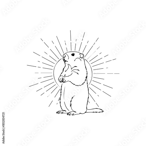 Groundhog in a radiant moment isolated on transparent background