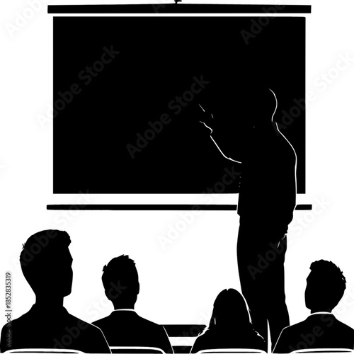 Knowledge Sharing: The silhouette of an instructor captivates the attention of the audience, illuminating the power of learning and knowledge dissemination.