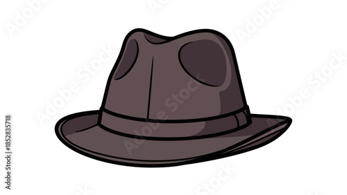 Fedora hat dark brown wide brim black band