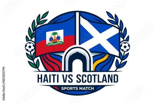 Haiti vs scotland sports match soccer football flags emblem