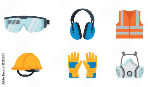 Personal protective equipment (PPE) icons set