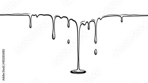 Line drawing of liquid dripping from a horizontal surface