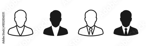 Business avatar icon showing professional male silhouette. Clean vector symbol for corporate accounts, employee profiles, management, identity, office users and business interface design.