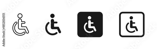 Wheelchair accessibility icon showing disabled person symbol. Vector sign for accessibility, public facilities, mobility support and universal access in buildings, apps and signage.