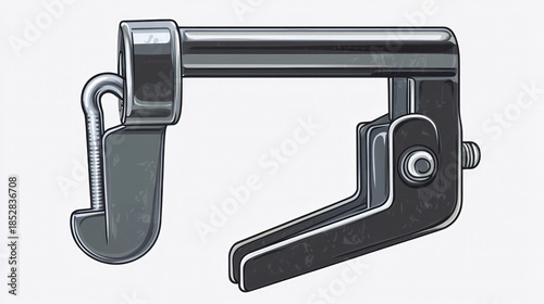 Metallic clamp tool isolated against white background for industrial applications