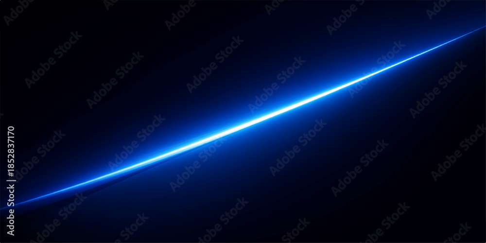 Naklejka premium Bright blue streak of light on a dark background