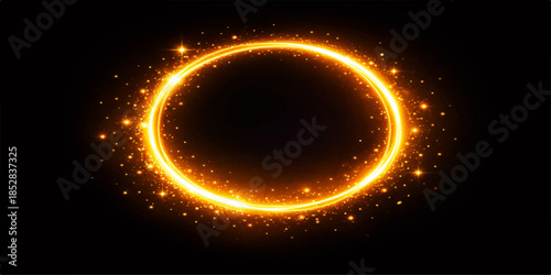 Annular solar eclipse with fiery ring of light on black background