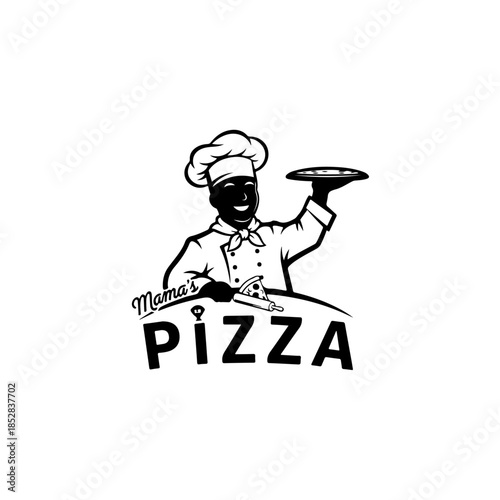 Mama's pizza logo isolated on transparent background