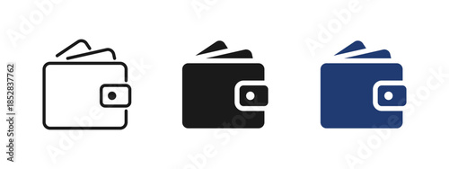 Wallet icon with cash representing money, payment and personal finance. Symbol of budget management, savings, income and financial transactions for business and fintech user interfaces.