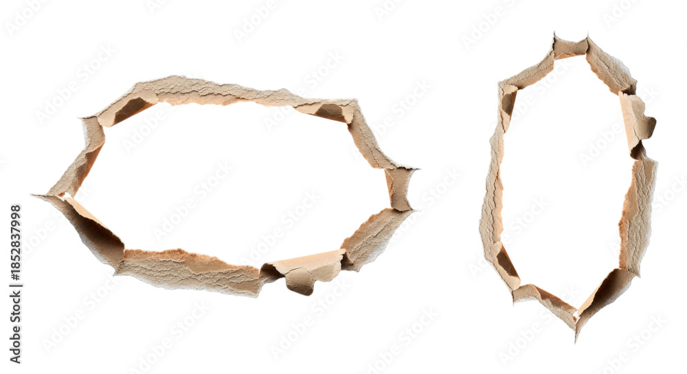 Fototapeta premium Torn paper frames isolated on transparent background
