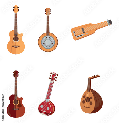 Musical instruments stylized set