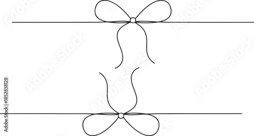 Set of thin ribbon bow knots. Decoration elements. Various bow doodles for presents, gift boxes, traditional holidays.Doodle Gift Bow. Simple Red Doodle Bows with String and Knot for Present. Simple