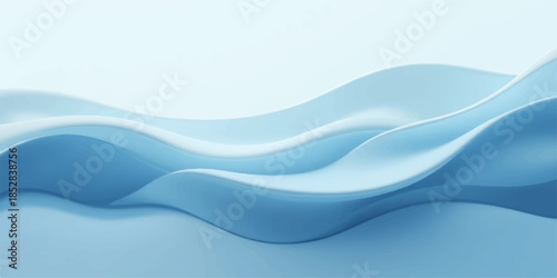Soft blue wavy abstract background with smooth curves