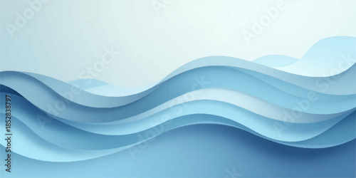 Wavy blue abstract background with soft gradual lighting