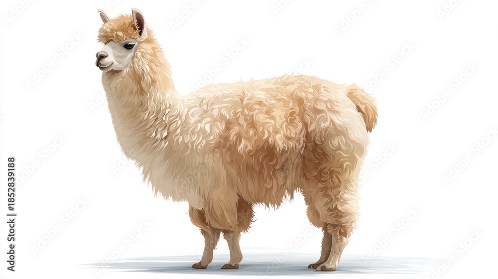 Fototapeta premium Isolated llama in profile against a white background for design projects